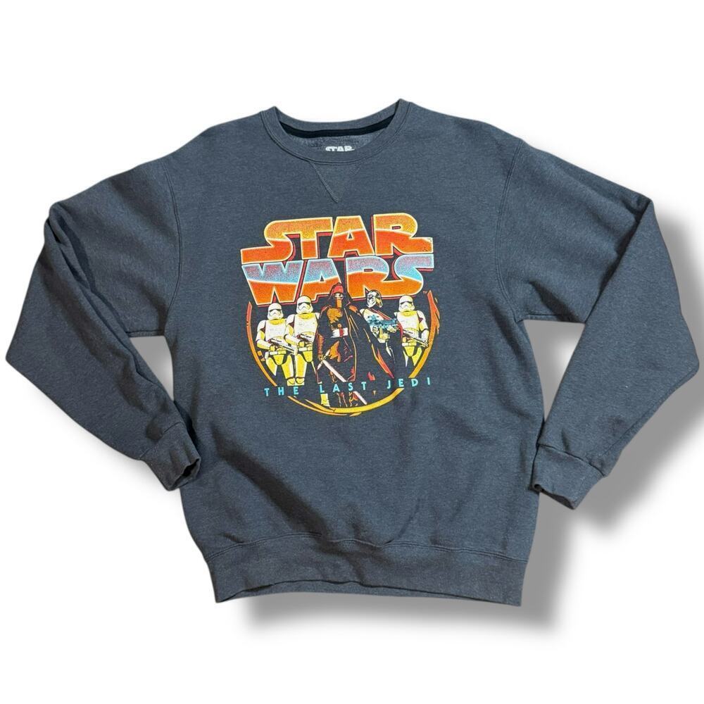 Star Wars The Last Jedi Sweatshirt Mens Gray Orange Sith Graphic Print Sz M